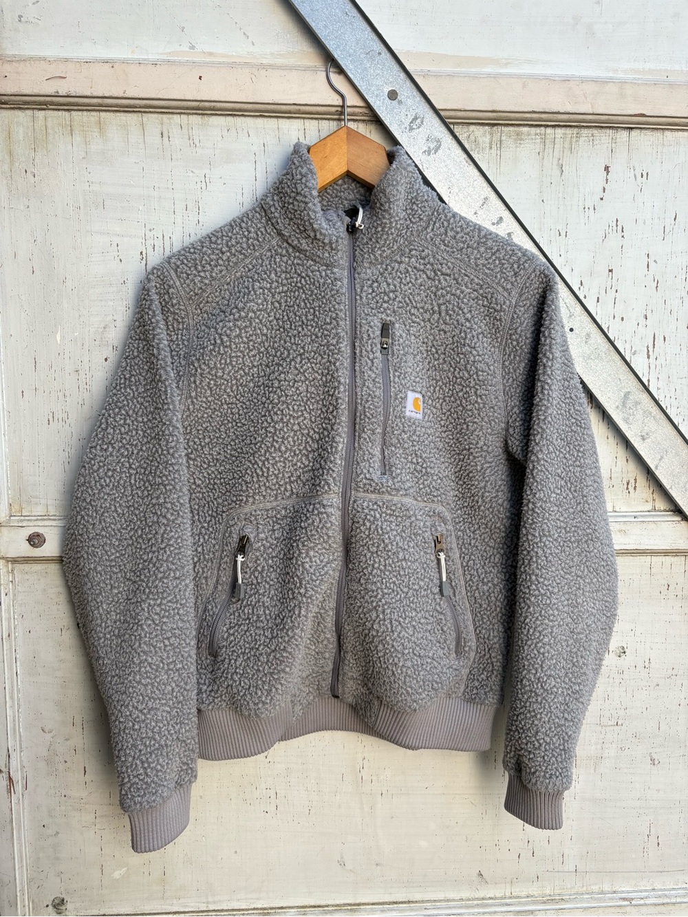 Carhartt Women’s Light Gray Sherpa Fleece Zip Up Sweatshirt Jacket S